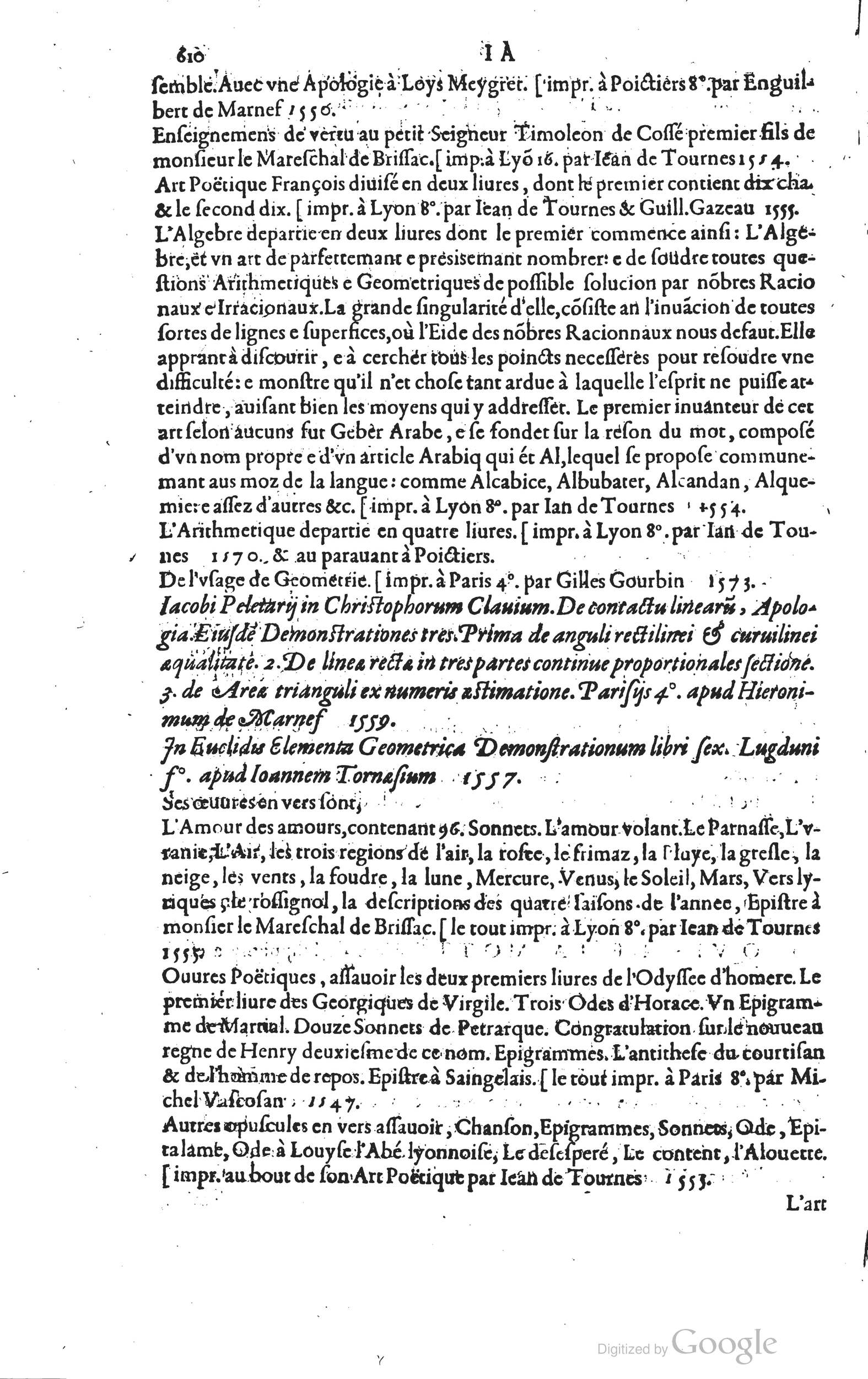 1585 - Barthélemy Honorat - Bibliothèques françaises - BSB Munich