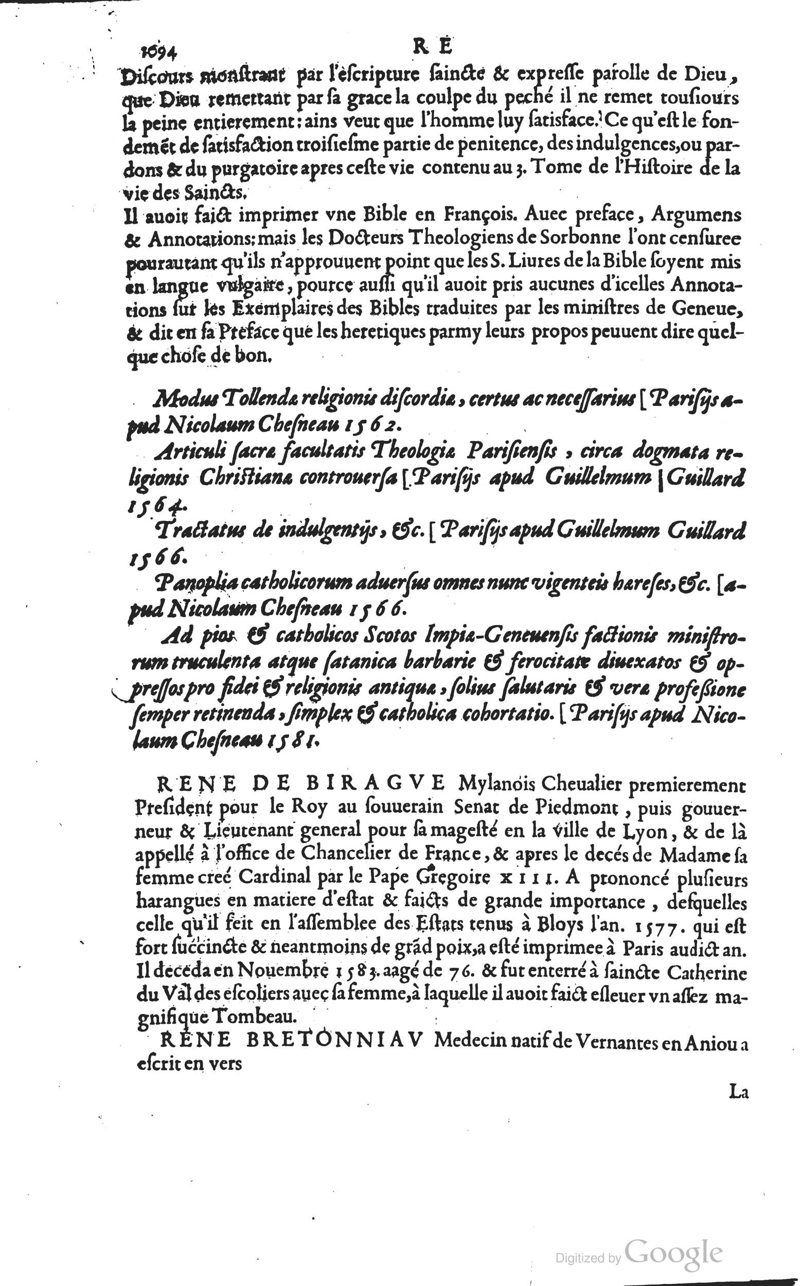 1585 - Barthélemy Honorat - Bibliothèques françaises - BSB Munich