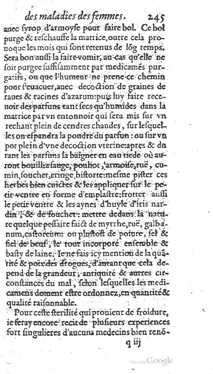 1585 - Jacques du Puis - Trésor des remèdes secrets pour les maladies des femmes - BnF