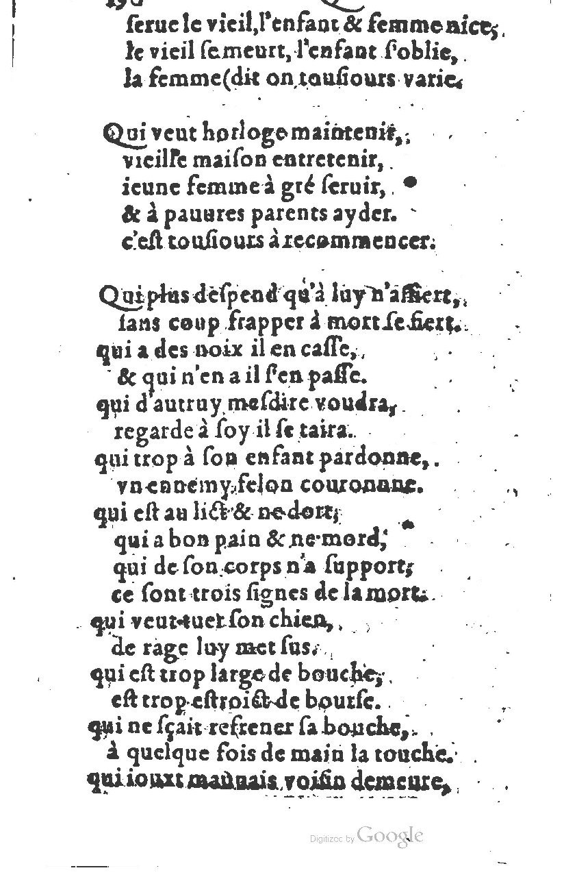 1581 - Nicolas Bonfons  - Trésor des sentences dorées - Princeton