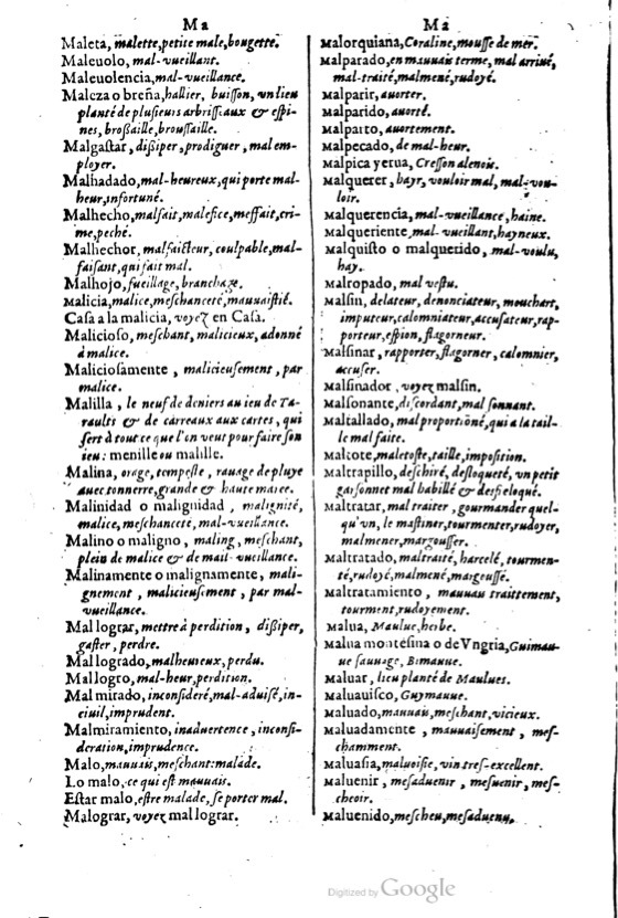 1621 - Adrian Tiffaine - Trésor des deux langues espagnole et française - BM Lyon