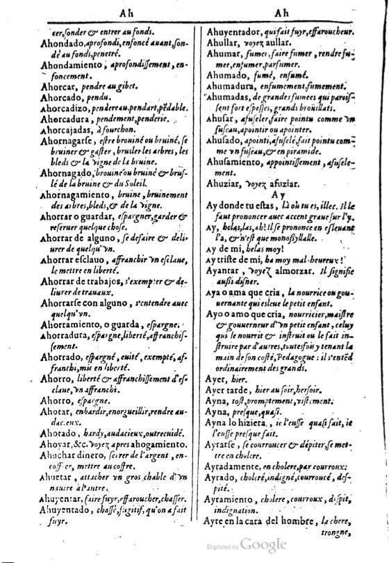 1616 - Veuve Marc Orry - Trésor des deux langues espagnole et française (Première et Seconde parties) - BM Lyon