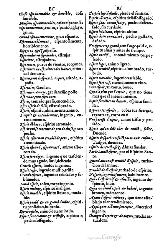 1621 - Adrian Tiffaine - Trésor des deux langues espagnole et française - BM Lyon