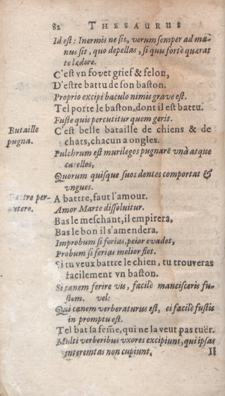 1612 - Dominicus Custos - Trésor des proverbes français  - Bibliopol-Olomuc