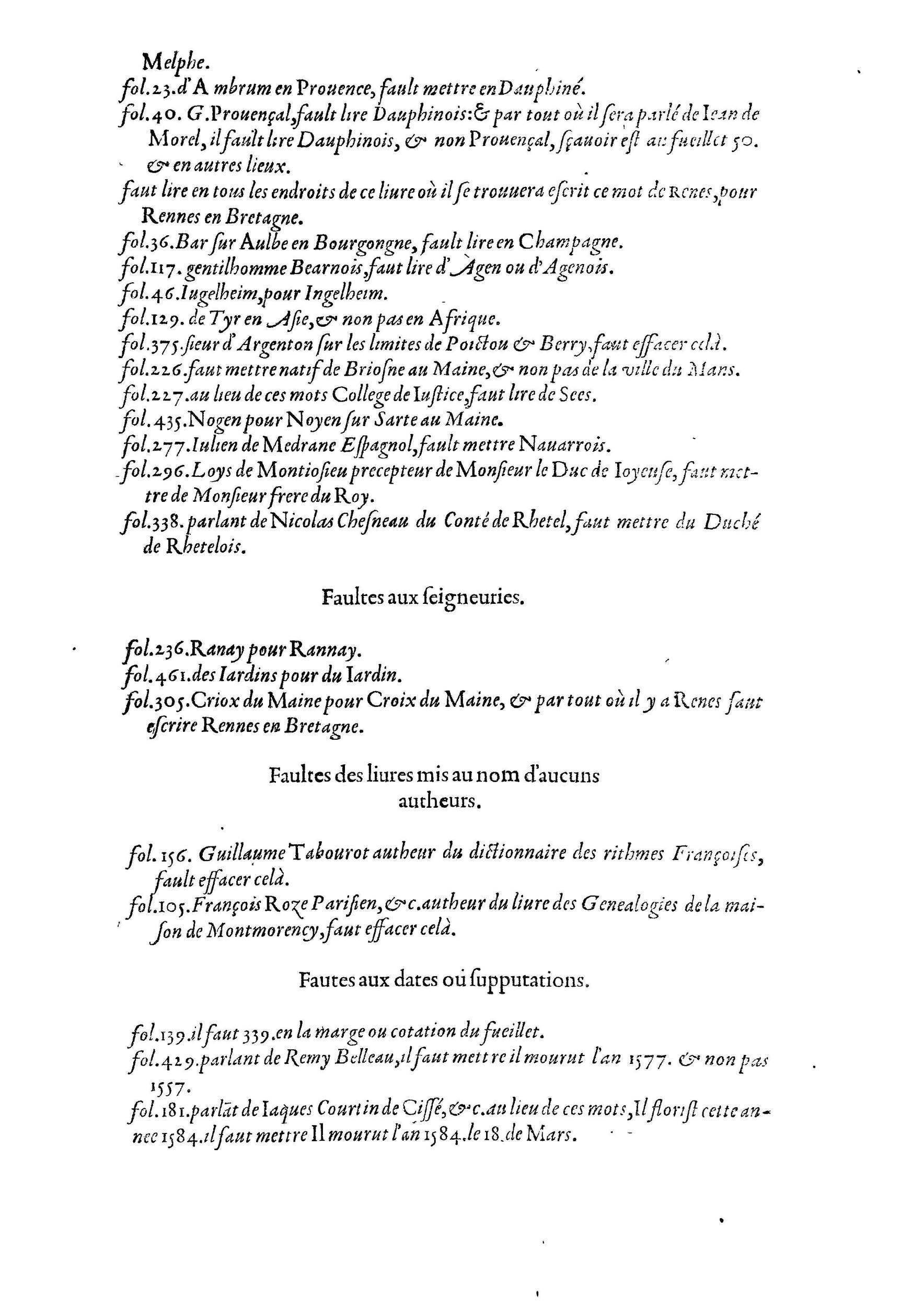 1584 - Abel L&#039;Angelier - Bibliothèques françaises - BnF