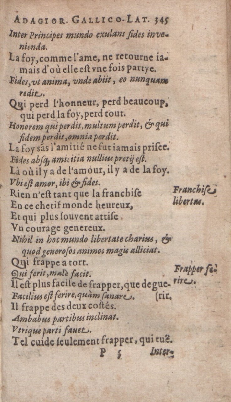 1612 - Dominicus Custos - Trésor des proverbes français  - Bibliopol-Olomuc