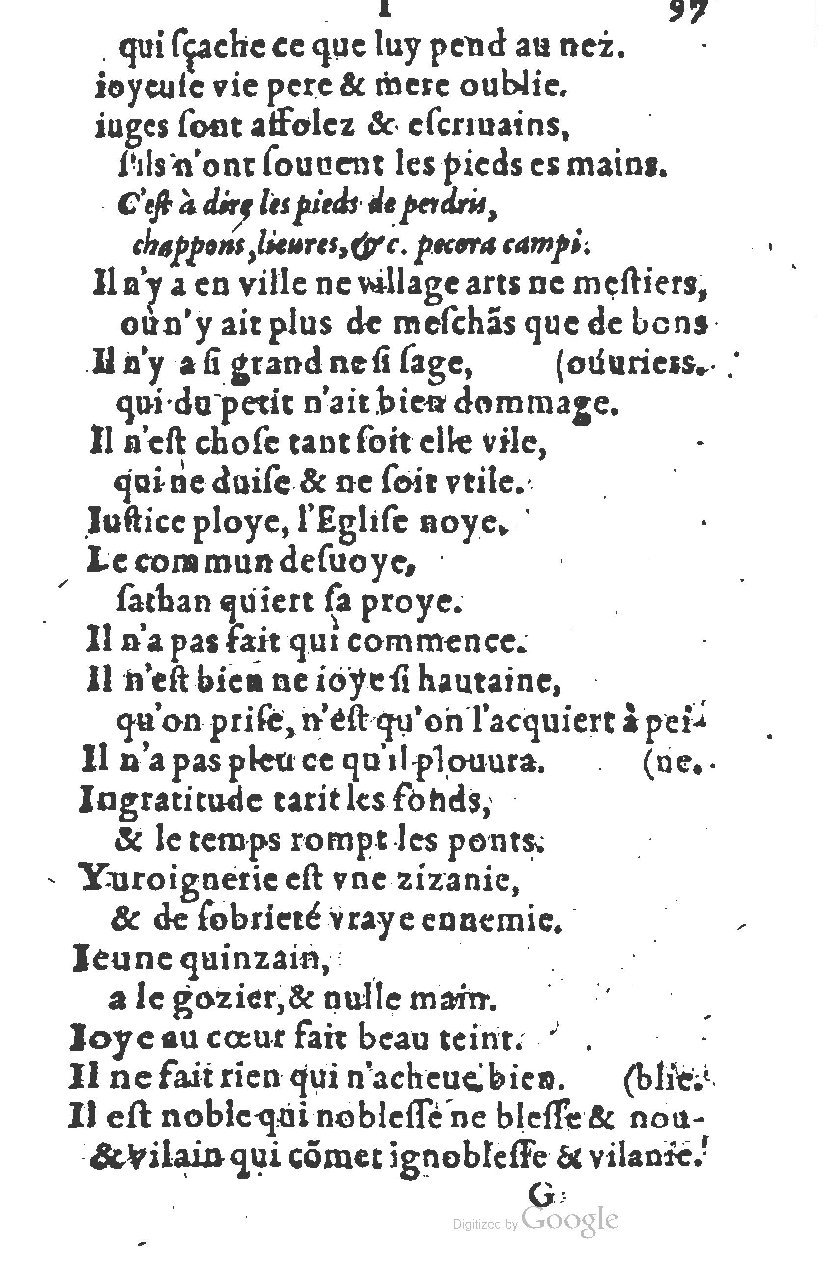 1581 - Nicolas Bonfons  - Trésor des sentences dorées - Princeton