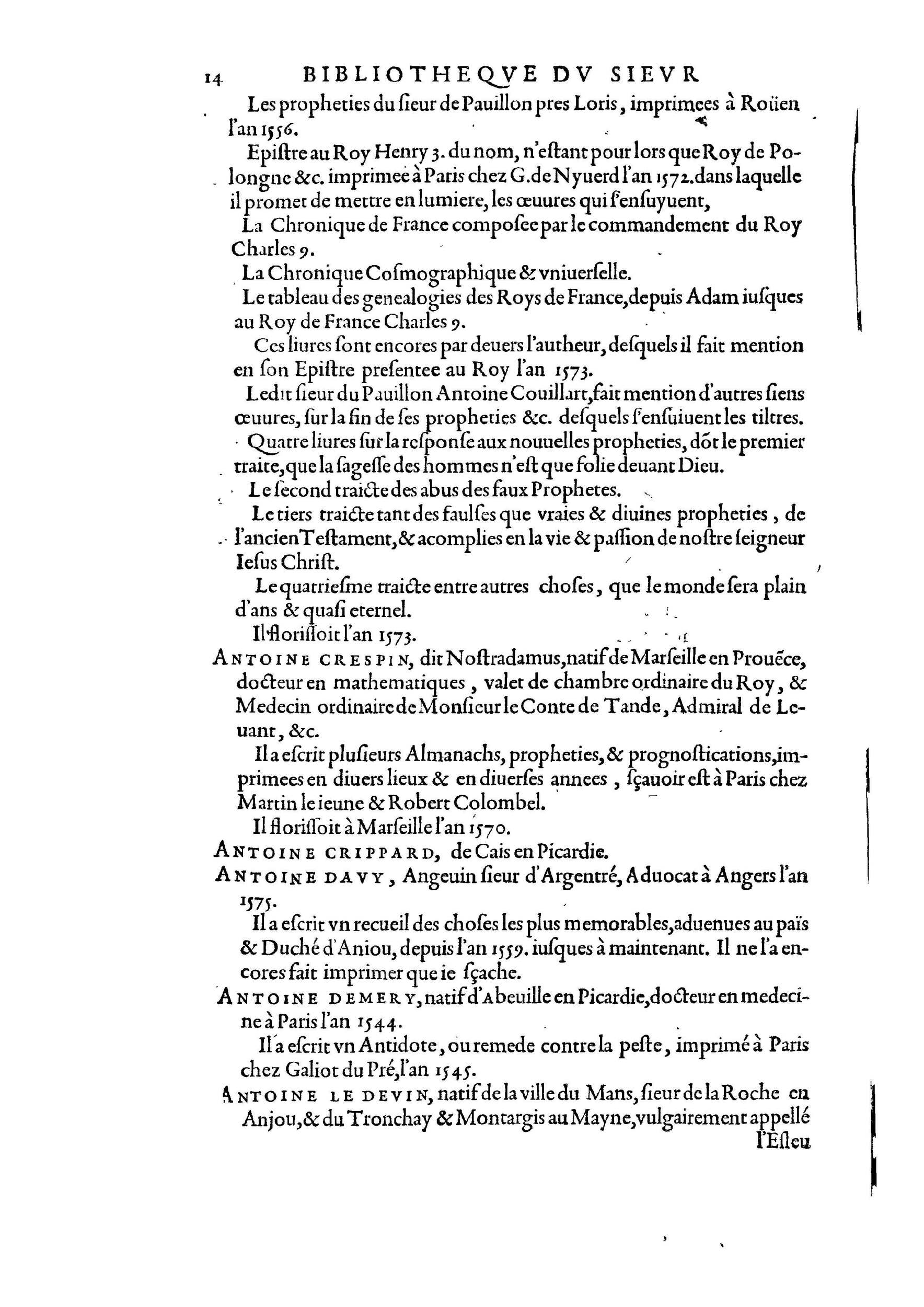1584 - Abel L&#039;Angelier - Bibliothèques françaises - BnF