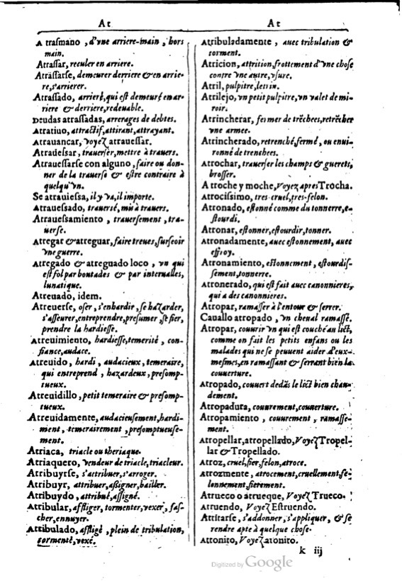1616 - Veuve Marc Orry - Trésor des deux langues espagnole et française (Première et Seconde parties) - BM Lyon