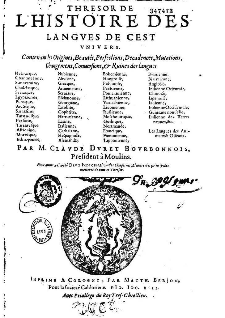1613 - Matthieu Berjon - Trésor de l’histoire des langues de cet univers - BM Lyon