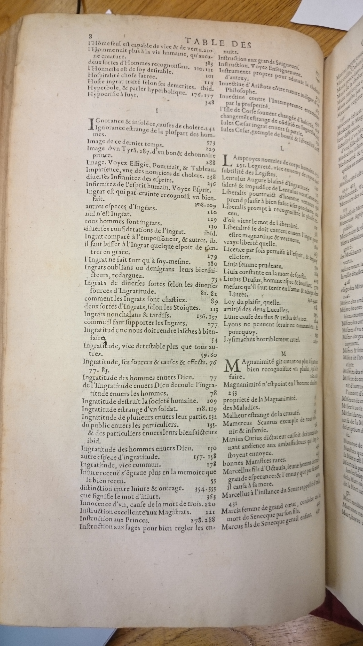 1598 - Jean Houzé - Œuvres morales et mêlées de Sénèque, Trésor de philosophie morale - BM Lyon