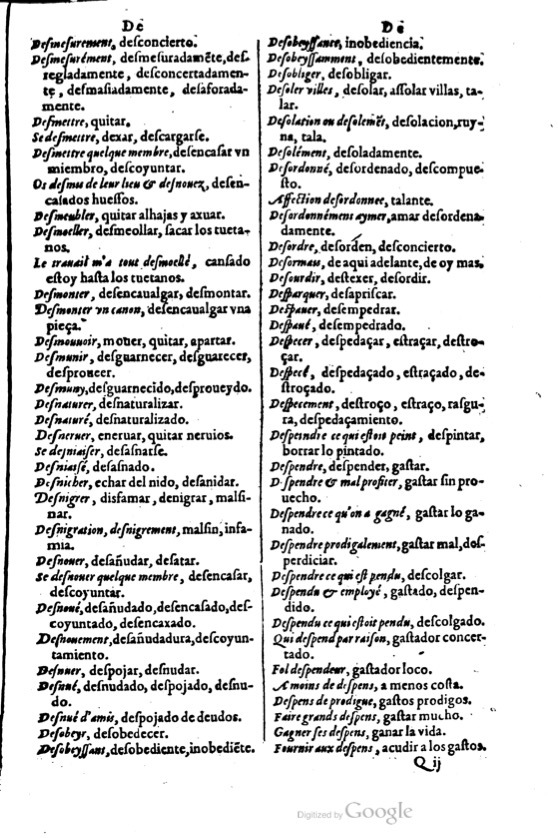 1621 - Adrian Tiffaine - Trésor des deux langues espagnole et française - BM Lyon