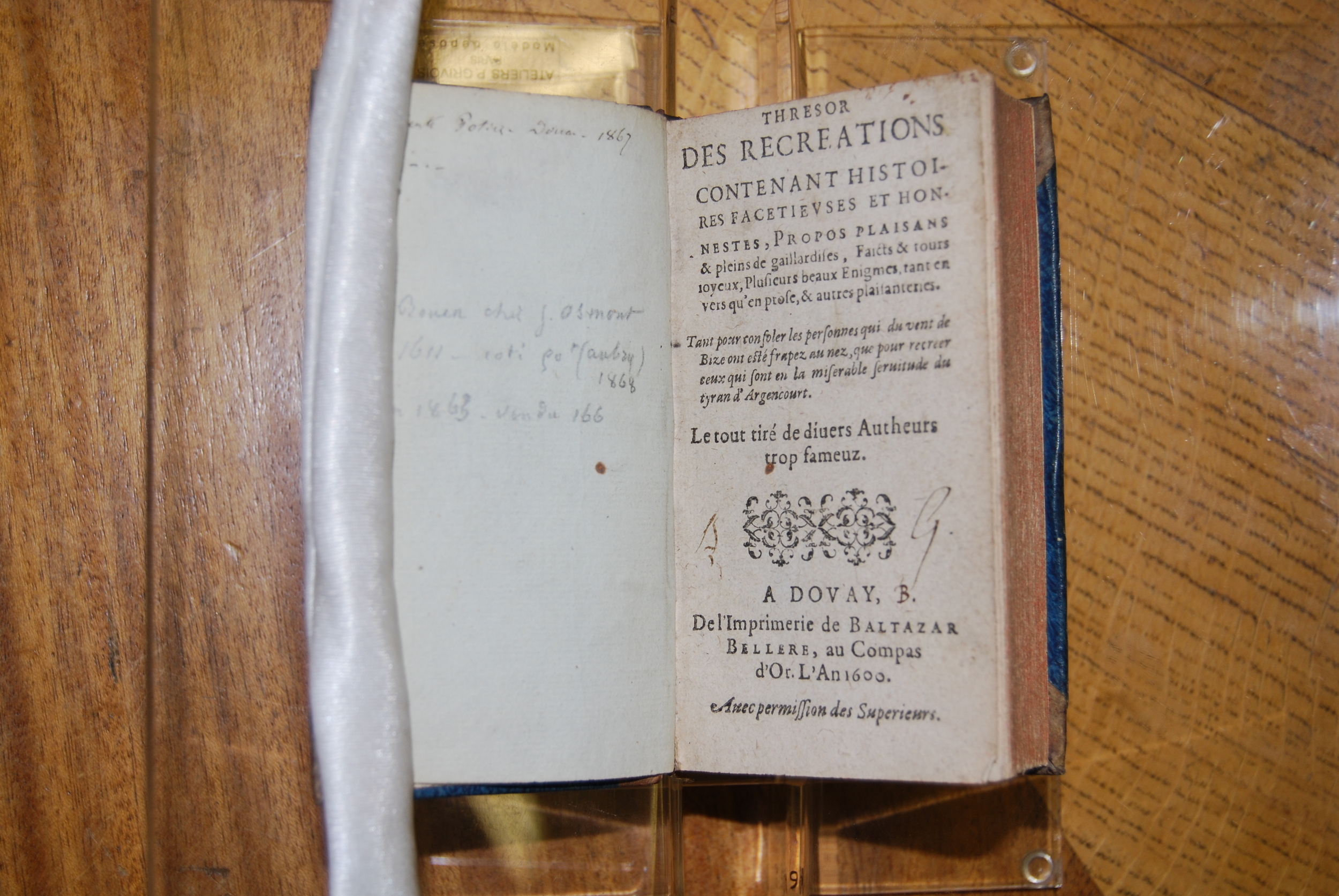 1600 - Balthazar Bellère - Trésor des récréations - Douai Quincy
