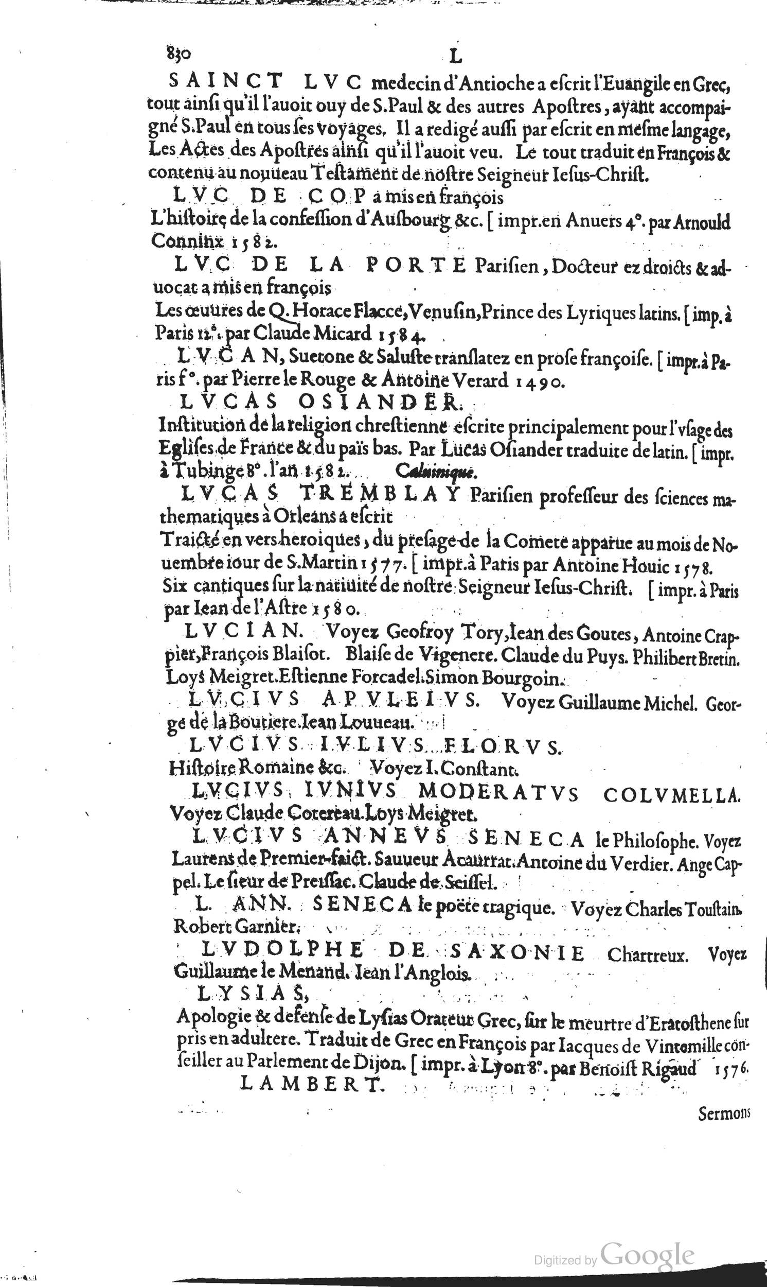 1585 - Barthélemy Honorat - Bibliothèques françaises - BSB Munich