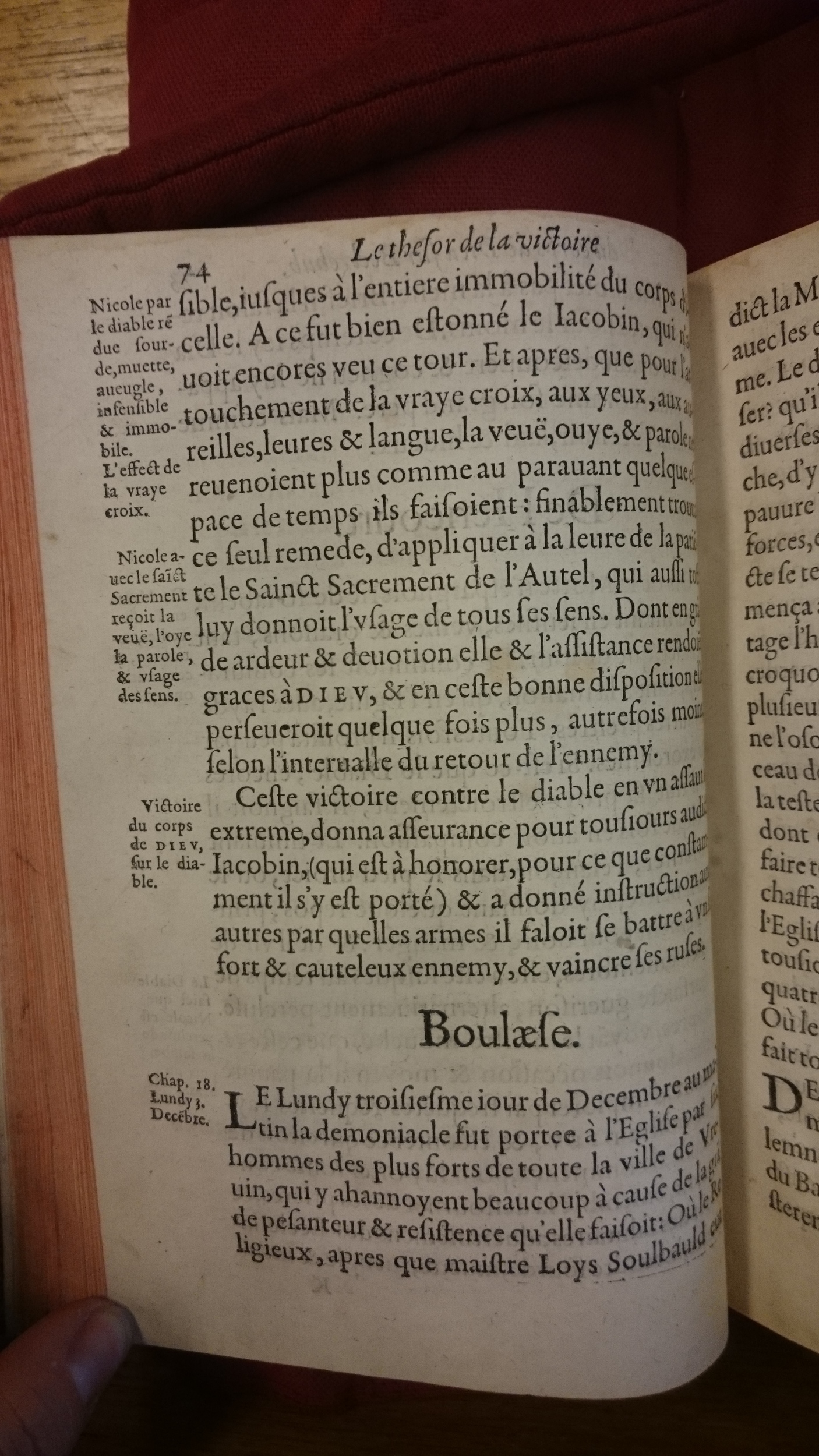 1578 - Nicolas Chesneau - Trésor et entière histoire de la triomphante victoire du corps de Dieu sur l’esprit malin - BM Lyon