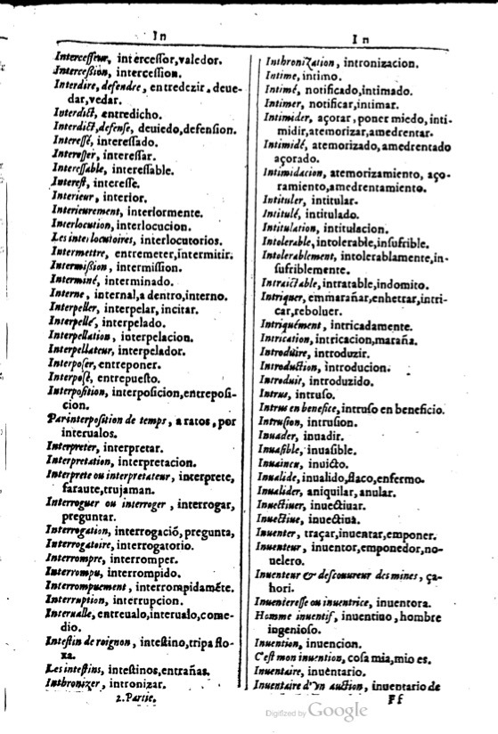1616 - Veuve Marc Orry - Trésor des deux langues espagnole et française (Première et Seconde parties) - BM Lyon