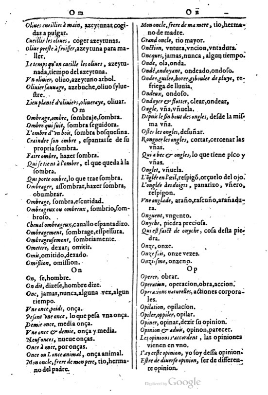 1616 - Veuve Marc Orry - Trésor des deux langues espagnole et française (Première et Seconde parties) - BM Lyon