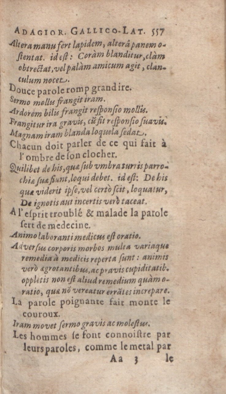 1612 - Dominicus Custos - Trésor des proverbes français  - Bibliopol-Olomuc