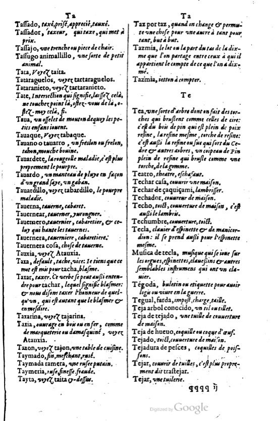 1621 - Adrian Tiffaine - Trésor des deux langues espagnole et française - BM Lyon
