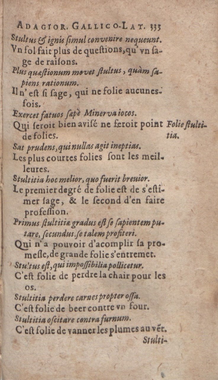 1612 - Dominicus Custos - Trésor des proverbes français  - Bibliopol-Olomuc