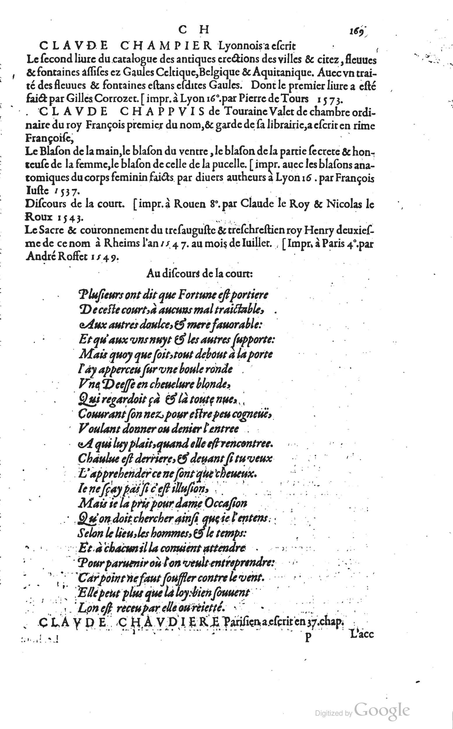 1585 - Barthélemy Honorat - Bibliothèques françaises - BSB Munich