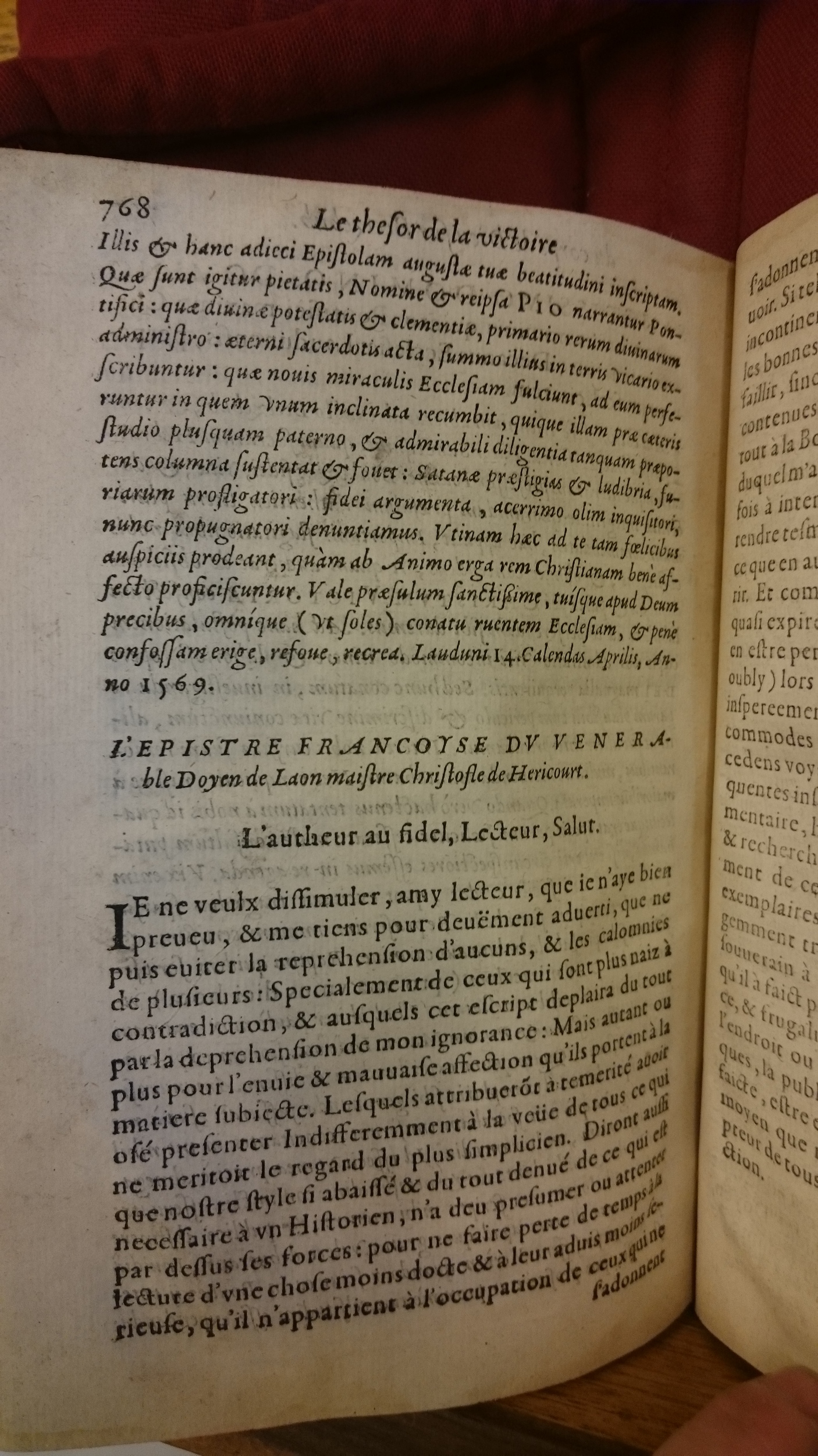 1578 - Nicolas Chesneau - Trésor et entière histoire de la triomphante victoire du corps de Dieu sur l’esprit malin - BM Lyon