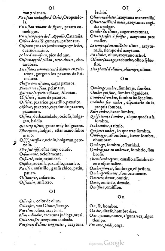 1621 - Adrian Tiffaine - Trésor des deux langues espagnole et française - BM Lyon