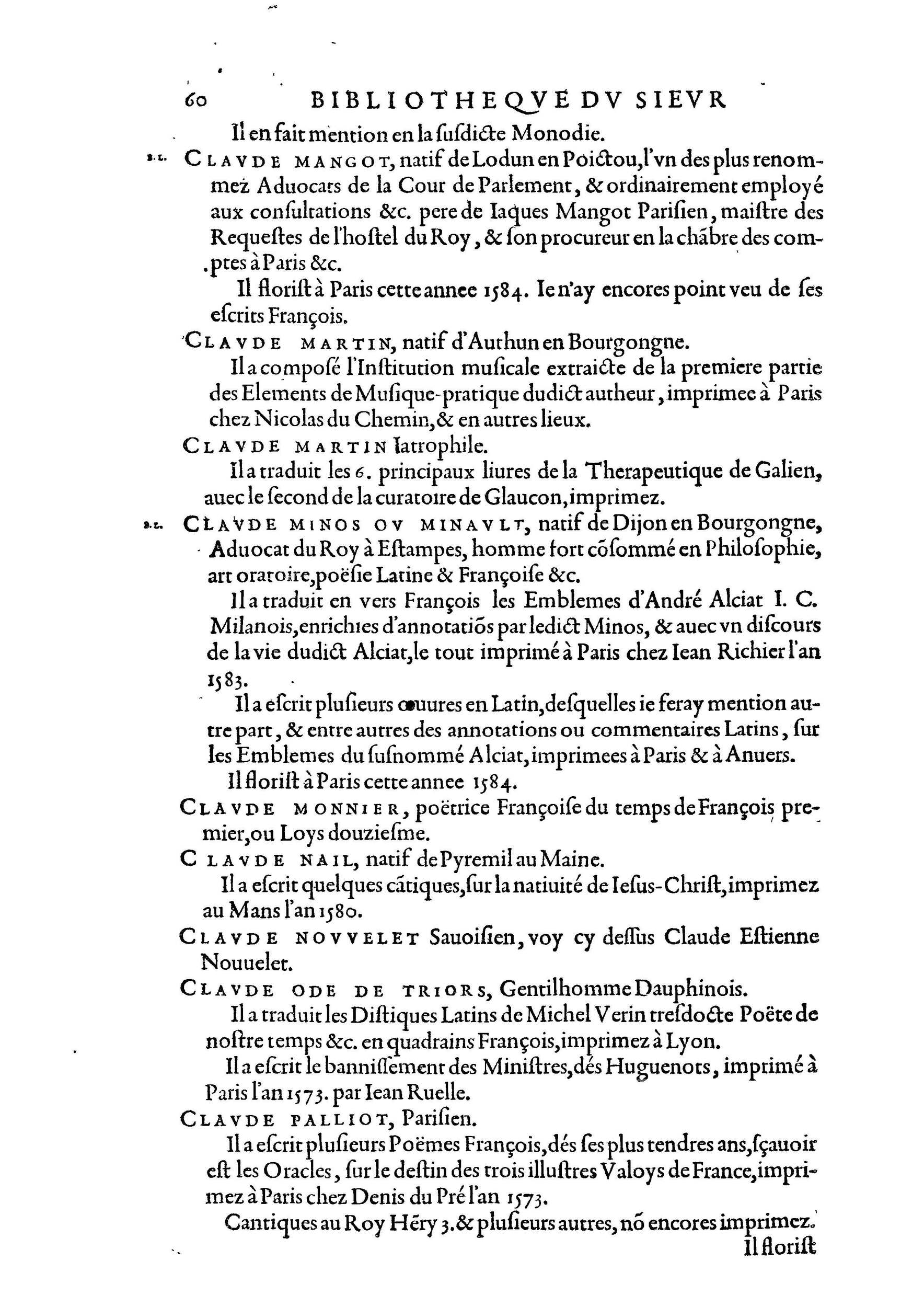 1584 - Abel L&#039;Angelier - Bibliothèques françaises - BnF