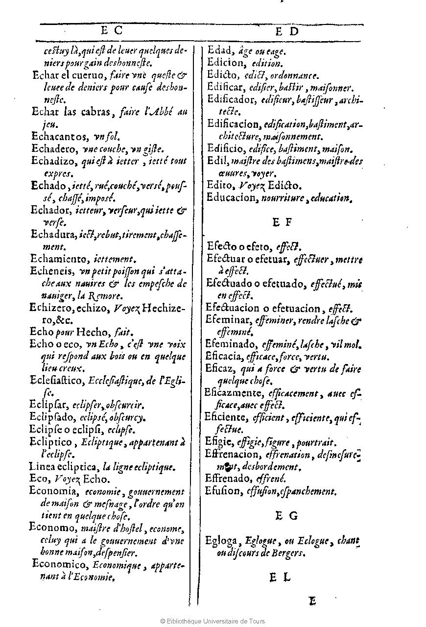 1607 - Marc Orry - Trésor des deux langues espagnole et française (Première et Seconde parties) - BU Tours