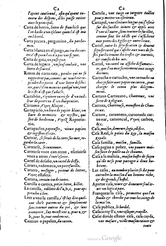 1621 - Adrian Tiffaine - Trésor des deux langues espagnole et française - BM Lyon