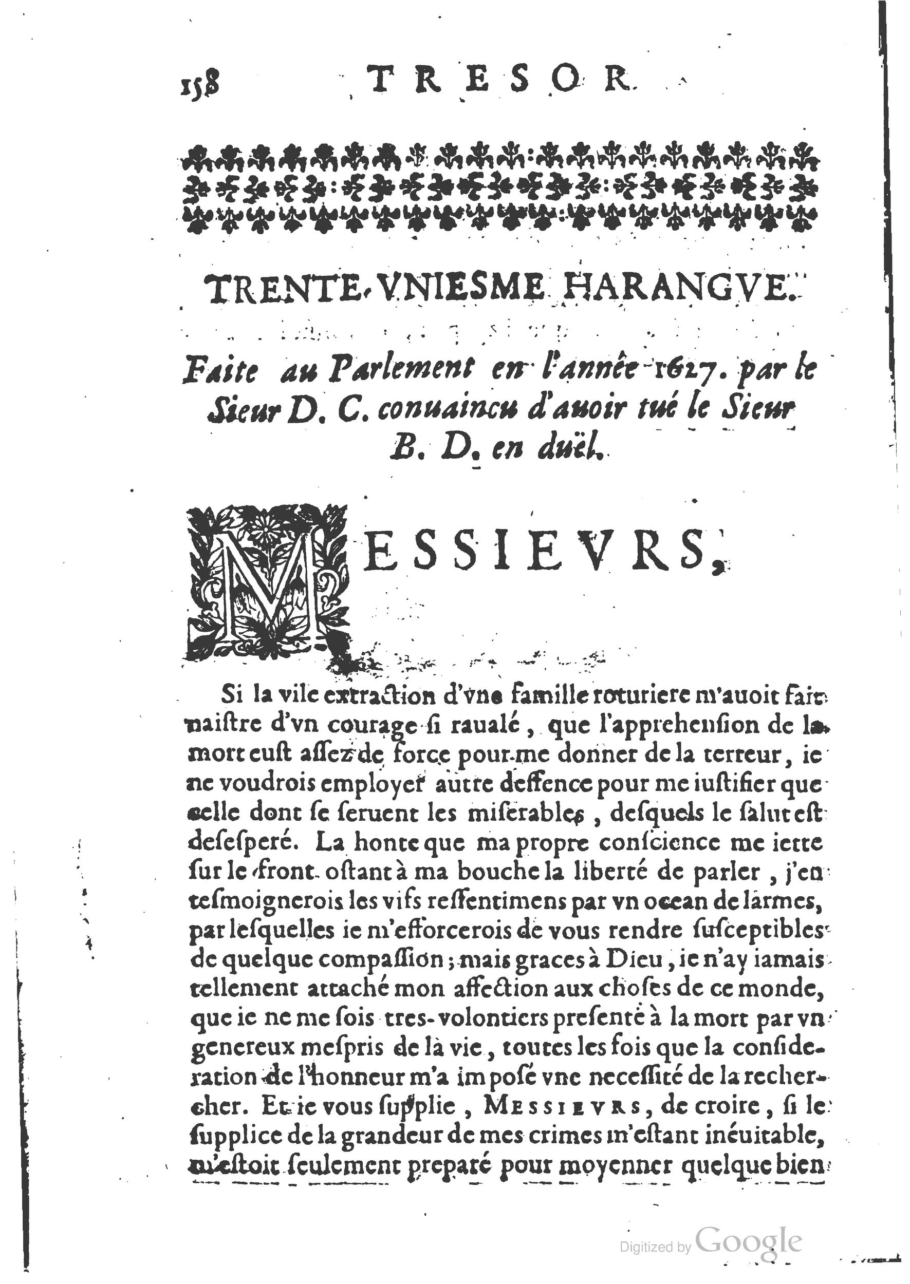 1654 - Michel Bobin - Trésor des harangues, remontrances et oraisons funèbres - BM Lyon
