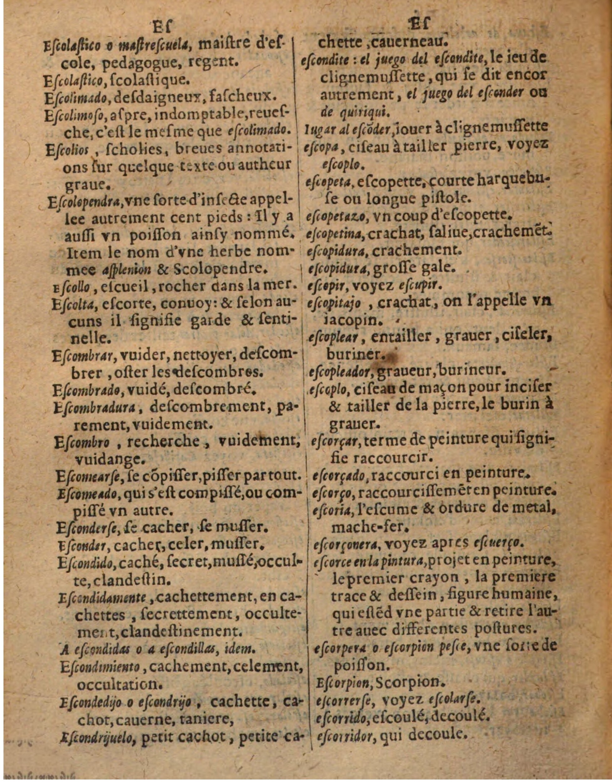 1625 - Hubert Antoine - Trésor des deux langues espagnole et française - Augsbourg