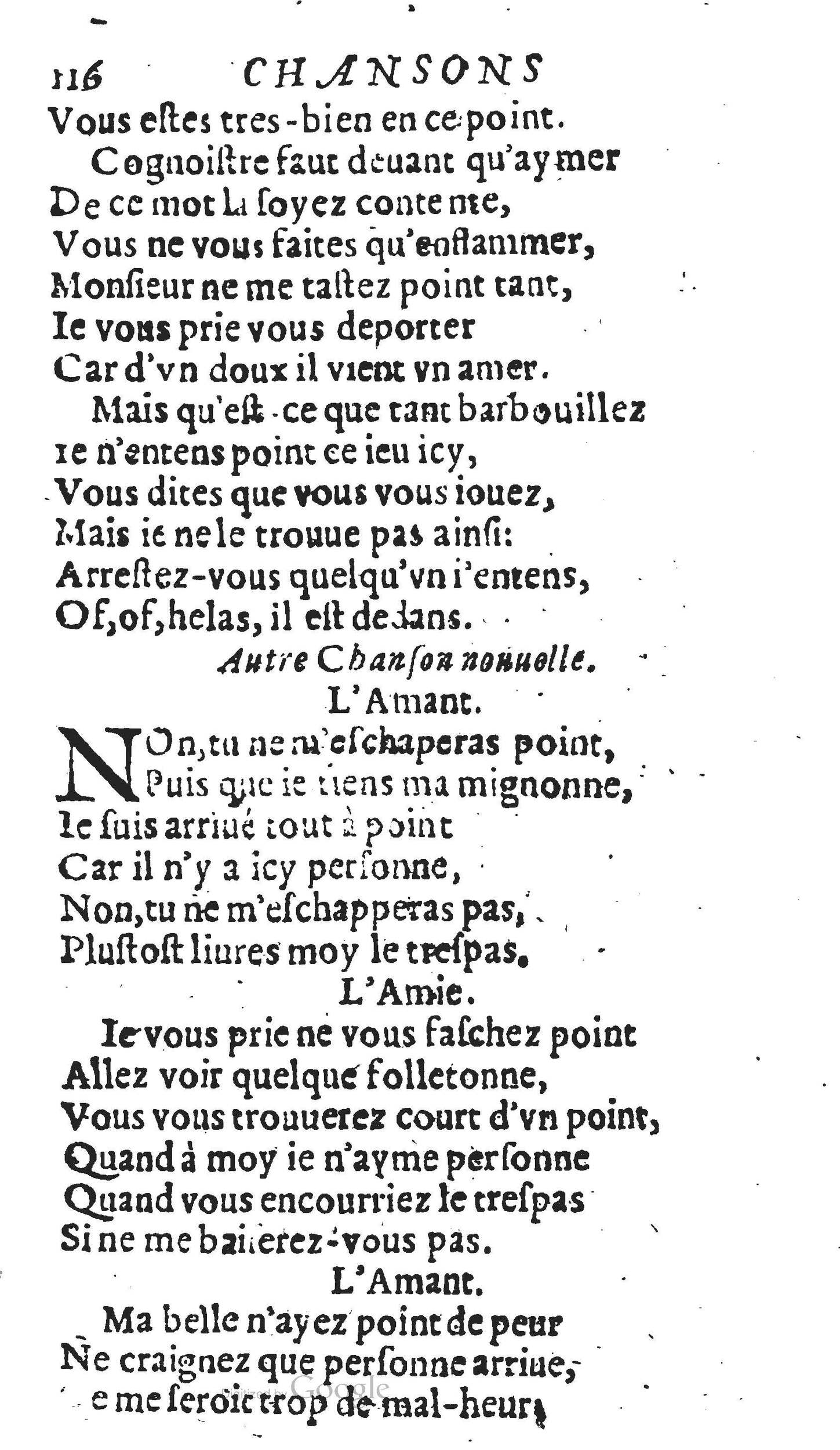 1606 - Théodore Reinsart - Trésor des chansons amoureuses recueillies des plus excellents airs de cour - Livre II - NK ČR Prague