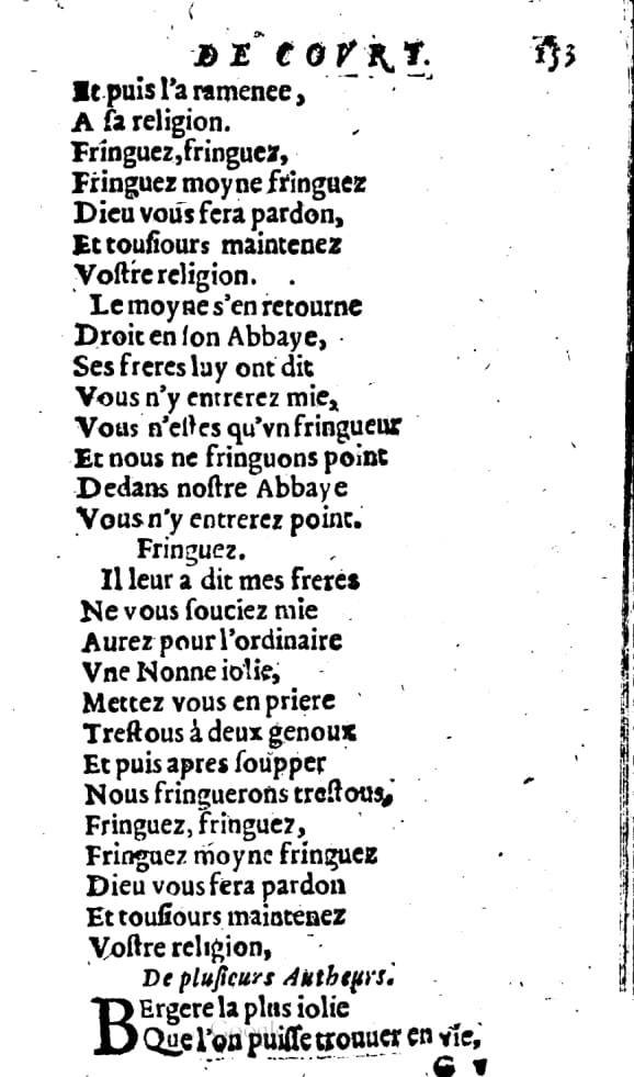 1606 - Théodore Reinsart - Trésor des chansons amoureuses recueillies des plus excellents airs de cour - Livre I - NK ČR Prague