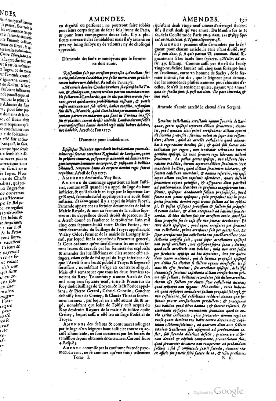 1629 - Veuve Nicolas Buon - Trésor du droit français (29620 T. 1) - BM Lyon
