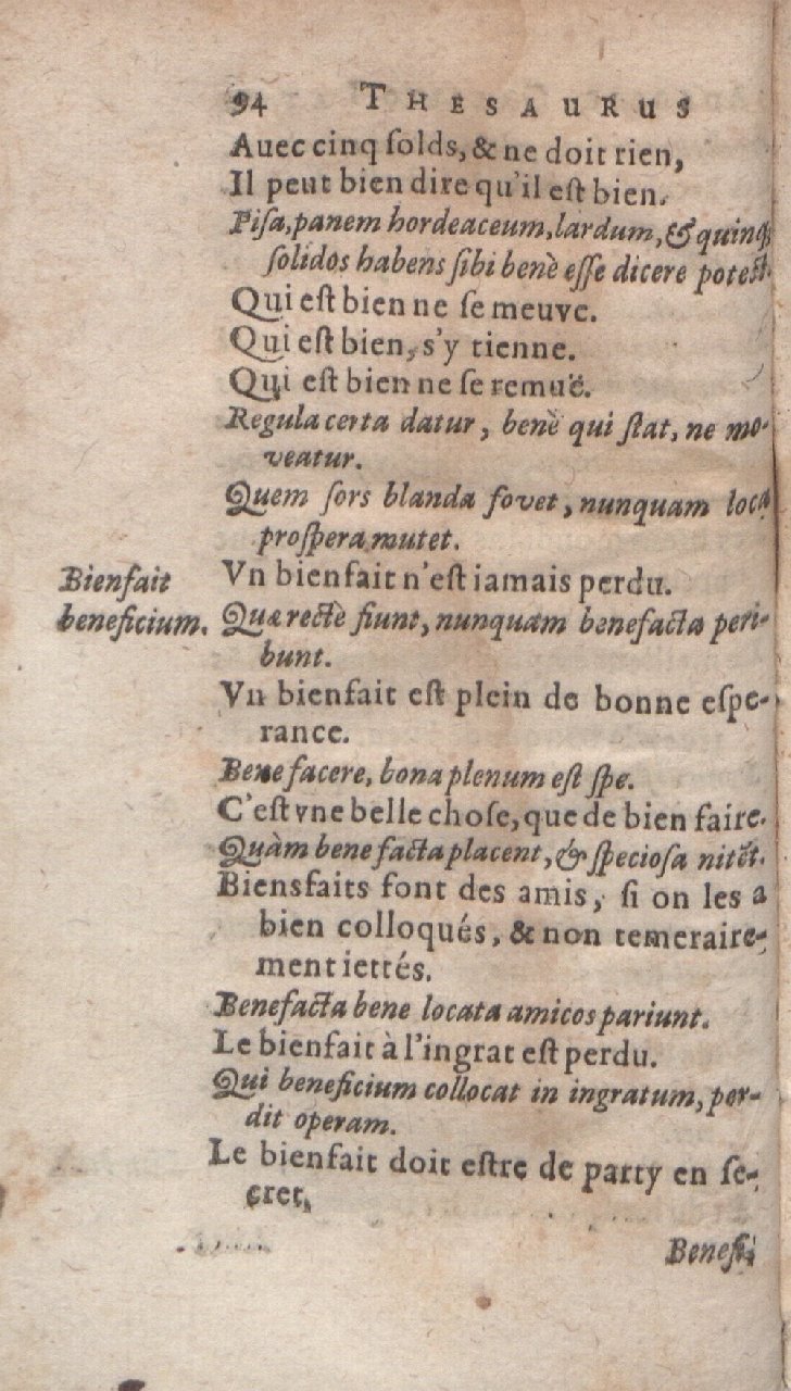 1612 - Dominicus Custos - Trésor des proverbes français - Bibliopol-Olomuc 1612 - Dominicus Custos - Trésor des proverbes français - Bibliopol-Olomuc