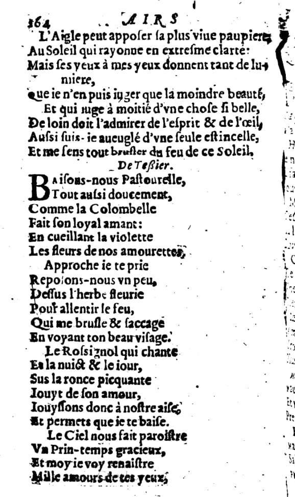 1606 - Théodore Reinsart - Trésor des chansons amoureuses recueillies des plus excellents airs de cour - Livre I - NK ČR Prague