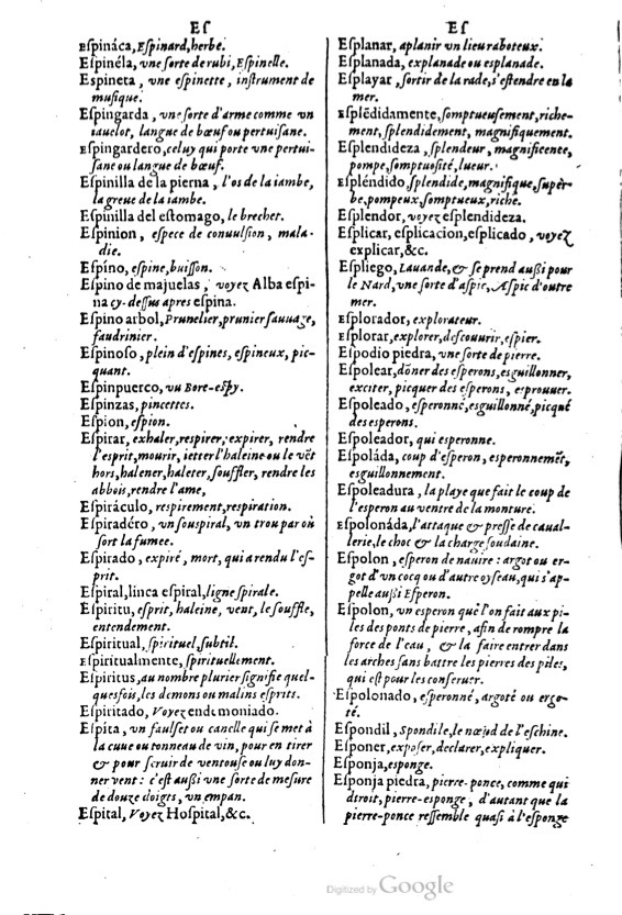 1621 - Adrian Tiffaine - Trésor des deux langues espagnole et française - BM Lyon
