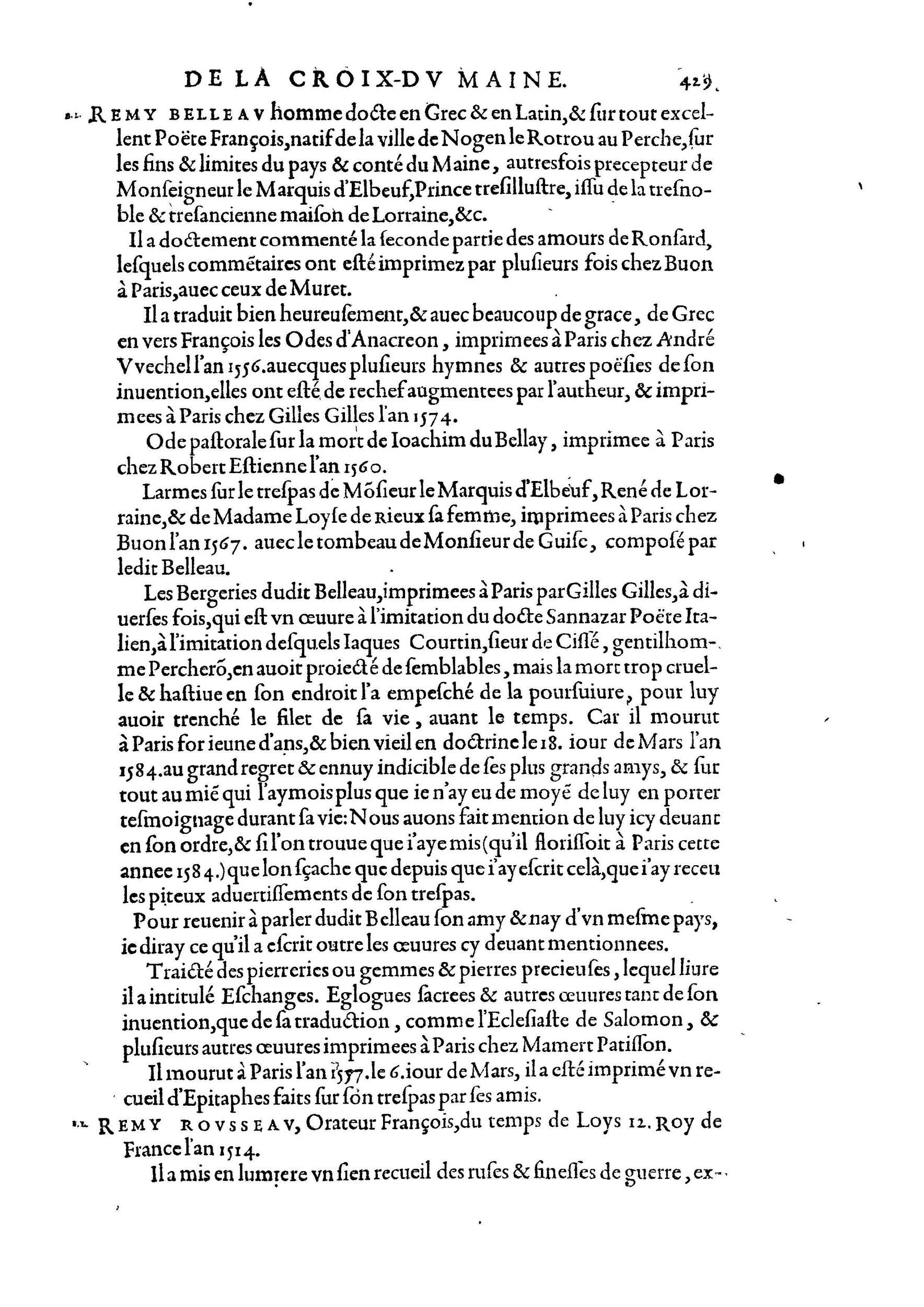 1584 - Abel L&#039;Angelier - Bibliothèques françaises - BnF
