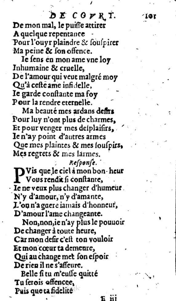 1606 - Théodore Reinsart - Trésor des chansons amoureuses recueillies des plus excellents airs de cour - Livre I - NK ČR Prague