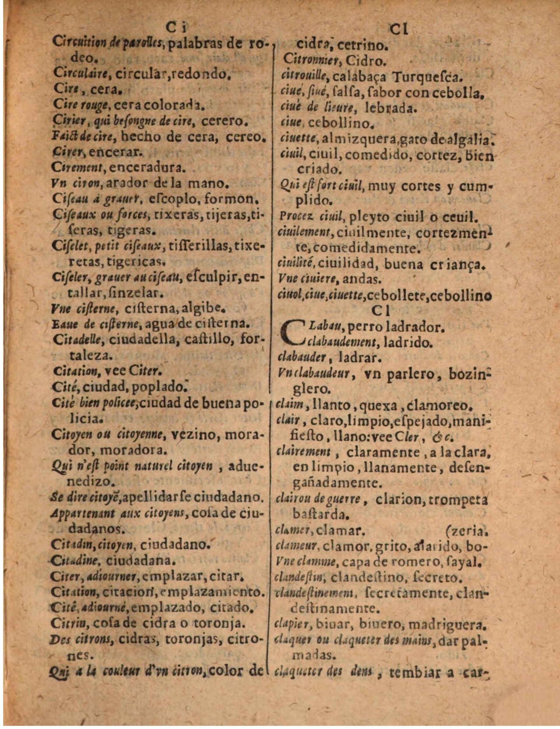 1624 - Hubert Antoine - Trésor des deux langues espagnole et française (Seconde partie) - BSB Munich
