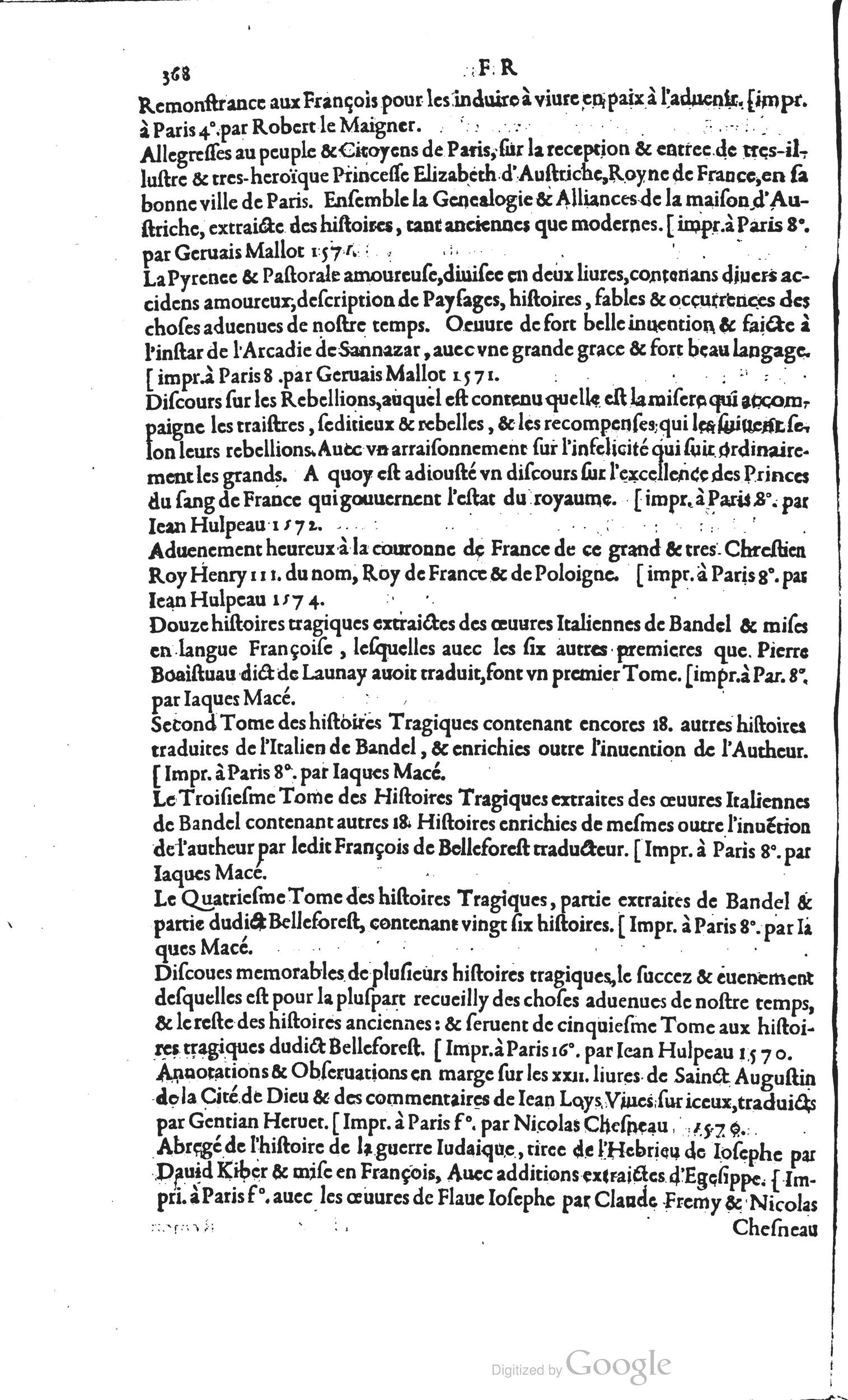 1585 - Barthélemy Honorat - Bibliothèques françaises - BSB Munich