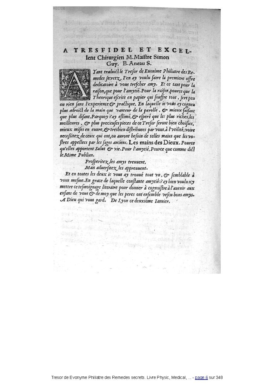 1555 - Balthazar Arnoullet - Trésor d’Évonyme Philiatre - Université Paris Cité