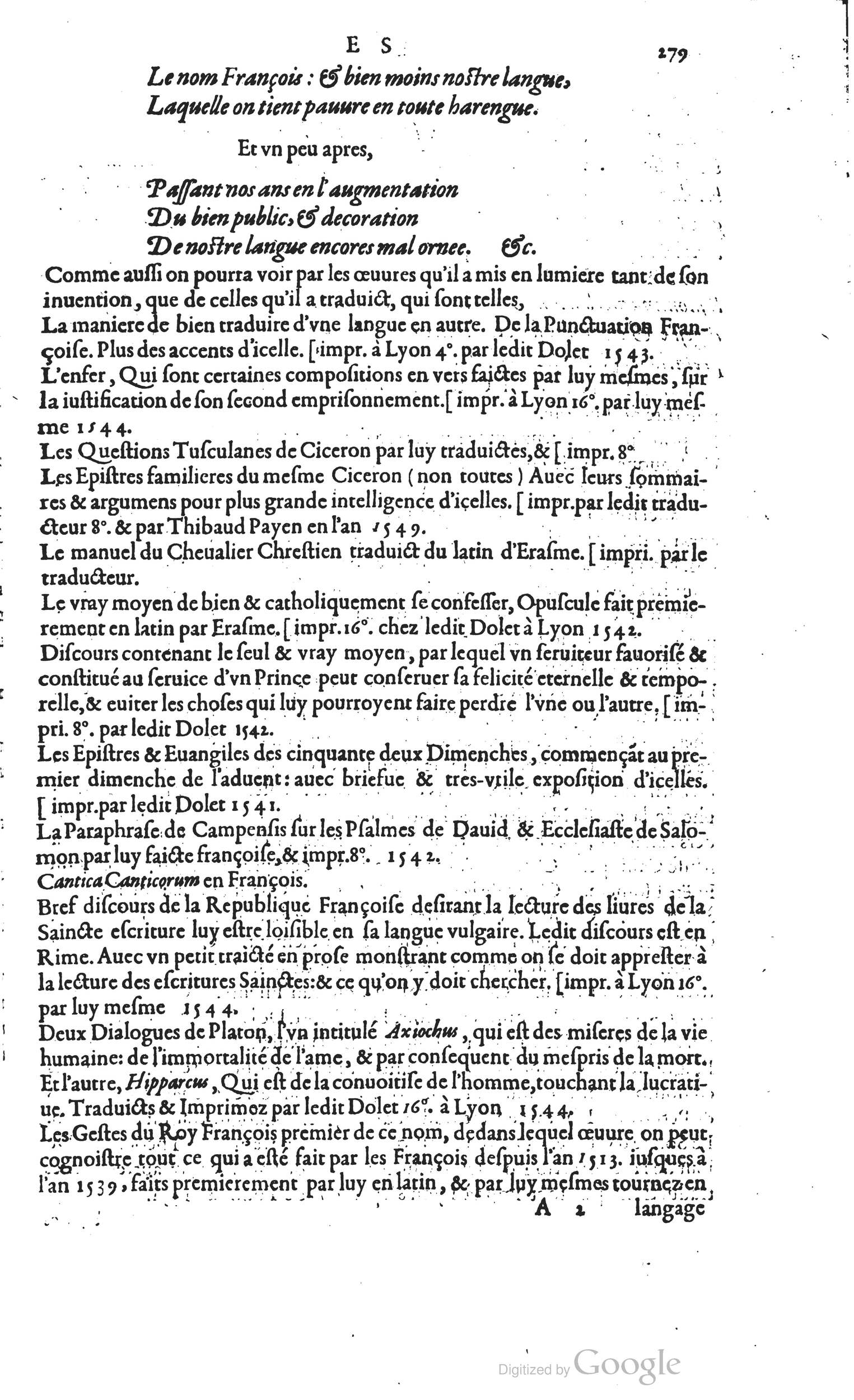 1585 - Barthélemy Honorat - Bibliothèques françaises - BSB Munich