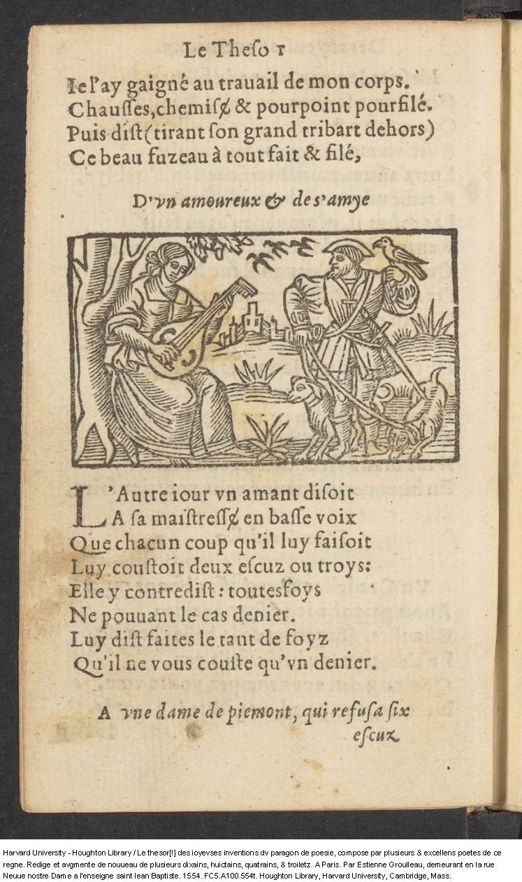 1554 - Étienne Groulleau - Trésor des joyeuses inventions du parangon de poésies - Harvard University 1554 - Étienne Groulleau - Trésor des joyeuses inventions du parangon de poésies - Harvard University