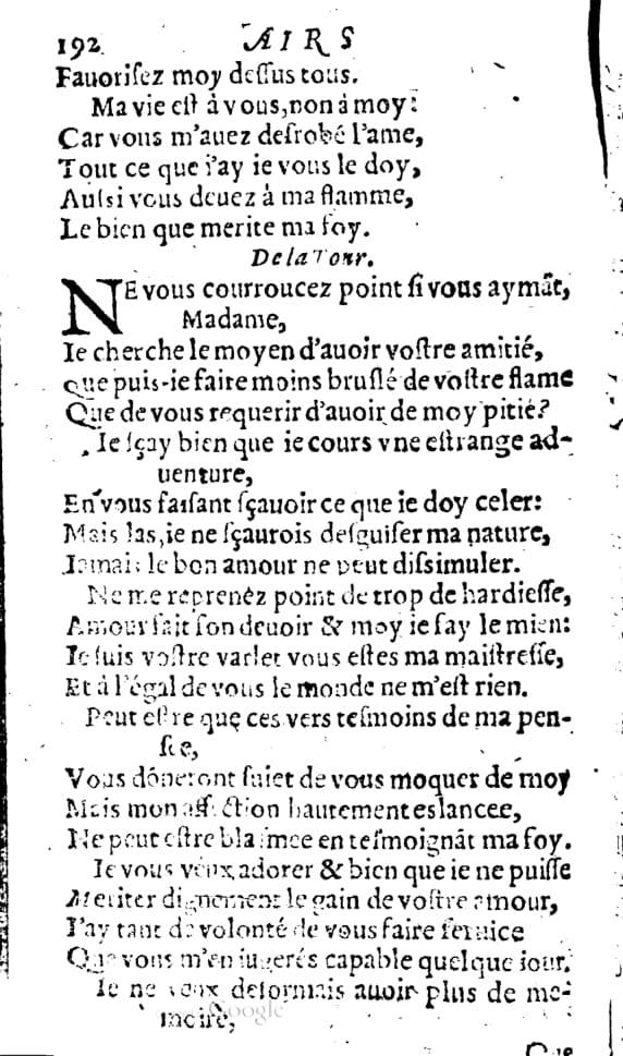 1606 - Théodore Reinsart - Trésor des chansons amoureuses recueillies des plus excellents airs de cour - Livre I - NK ČR Prague