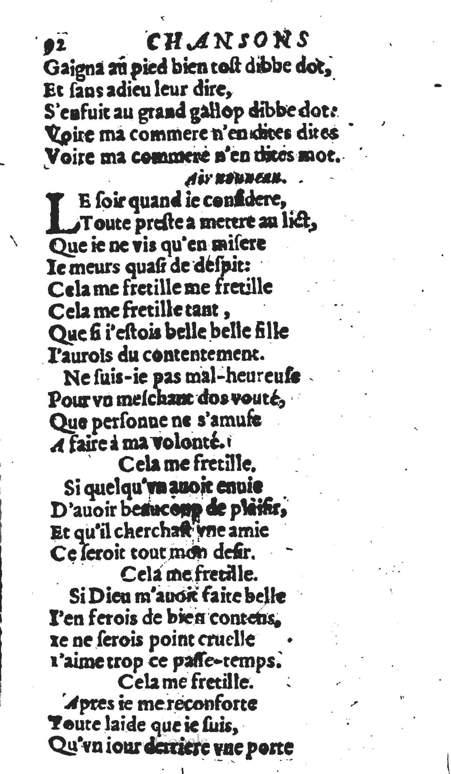 1606 - Théodore Reinsart - Trésor des chansons amoureuses recueillies des plus excellents airs de cour - Livre II - NK ČR Prague