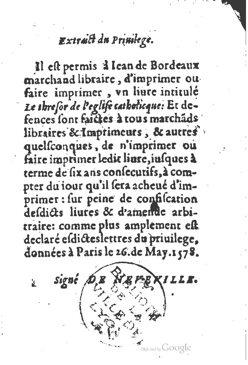 1578 - Jean de Bordeaux - Trésor de l’Église catholique - BM Lyon