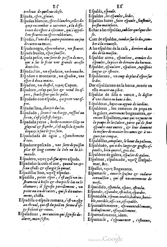 1621 - Adrian Tiffaine - Trésor des deux langues espagnole et française - BM Lyon