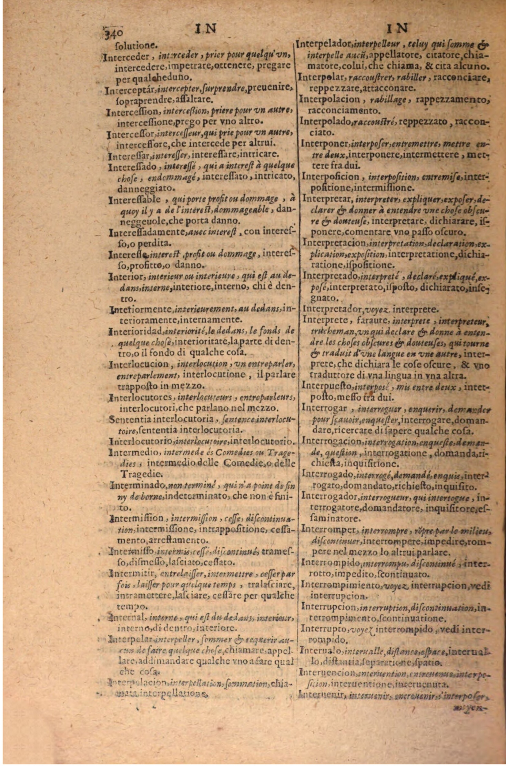 1606 - Samuel Crespin - Thresor des trois langues, francoise, italiene et espagnolle - BSB Munich